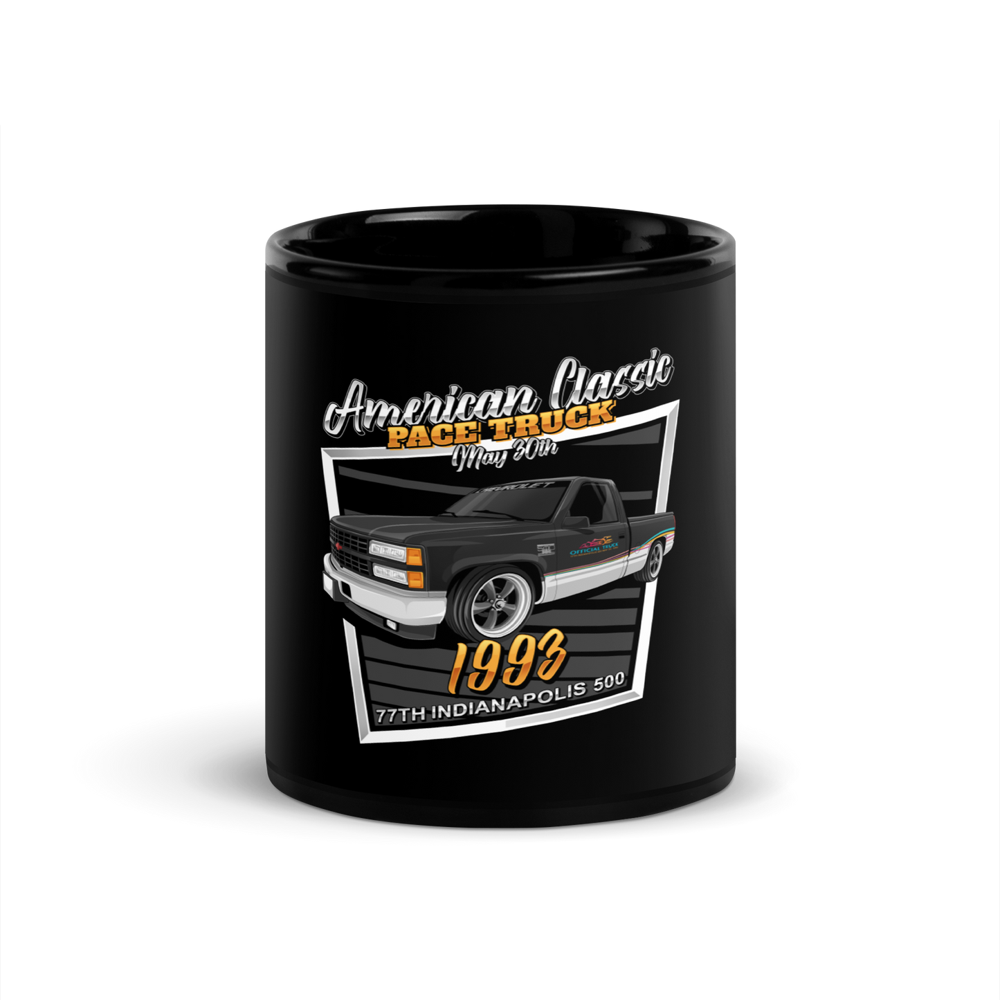Chevrolet OBS 1993 Indy 500 Pace Truck Black Glossy Mug