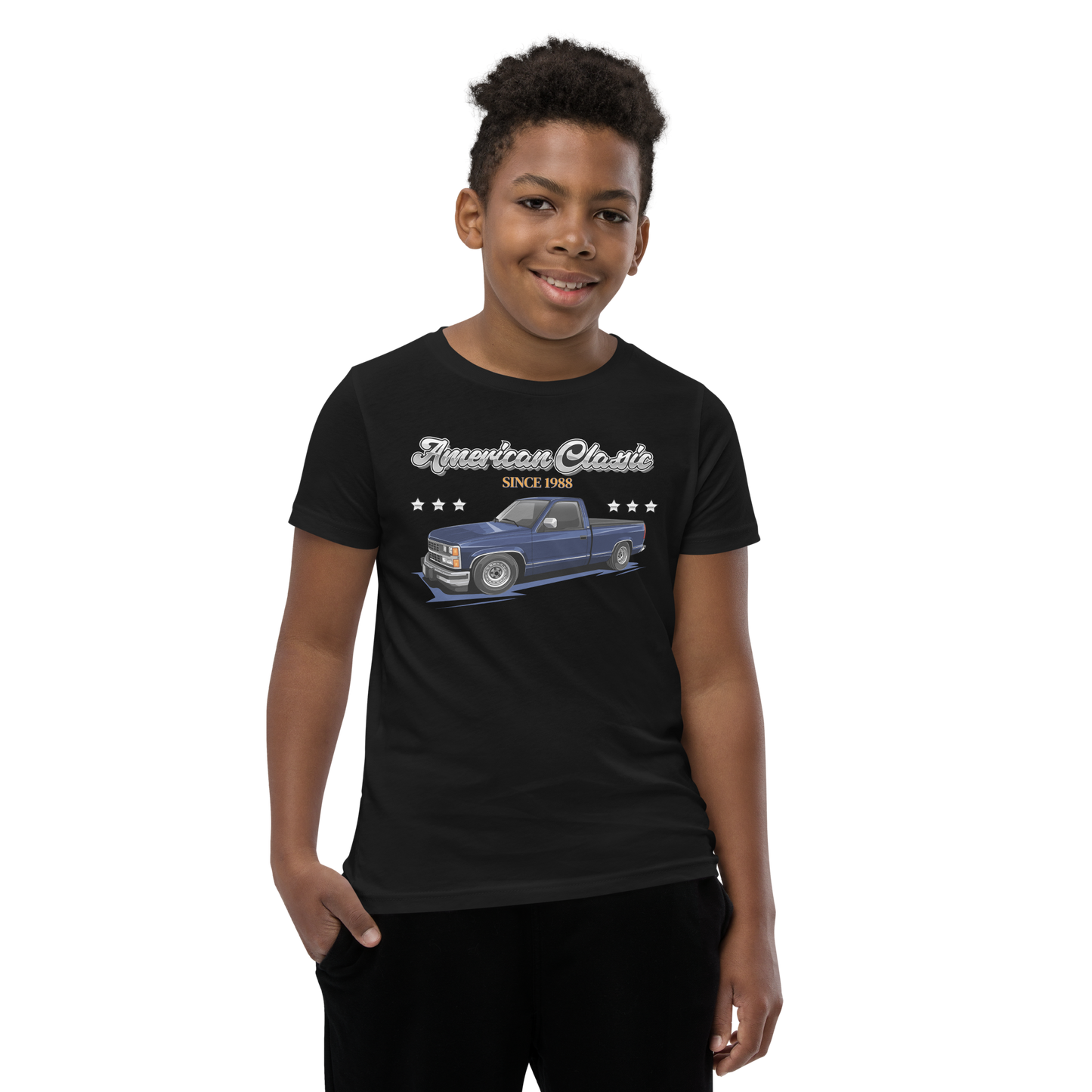 C/K Society American Classic C1500 Blue Lowered Single Cab Kids/Youth Short Sleeve T-Shirt