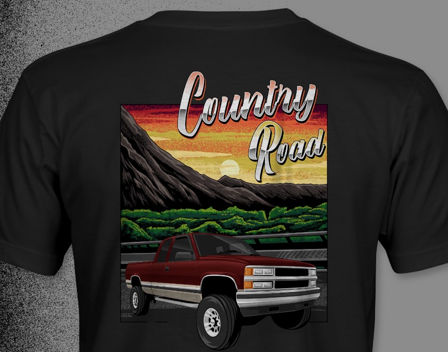 Country Road K1500 4×4 Lifted Extended Cab Unisex T-Shirt | Chevrolet, GMC