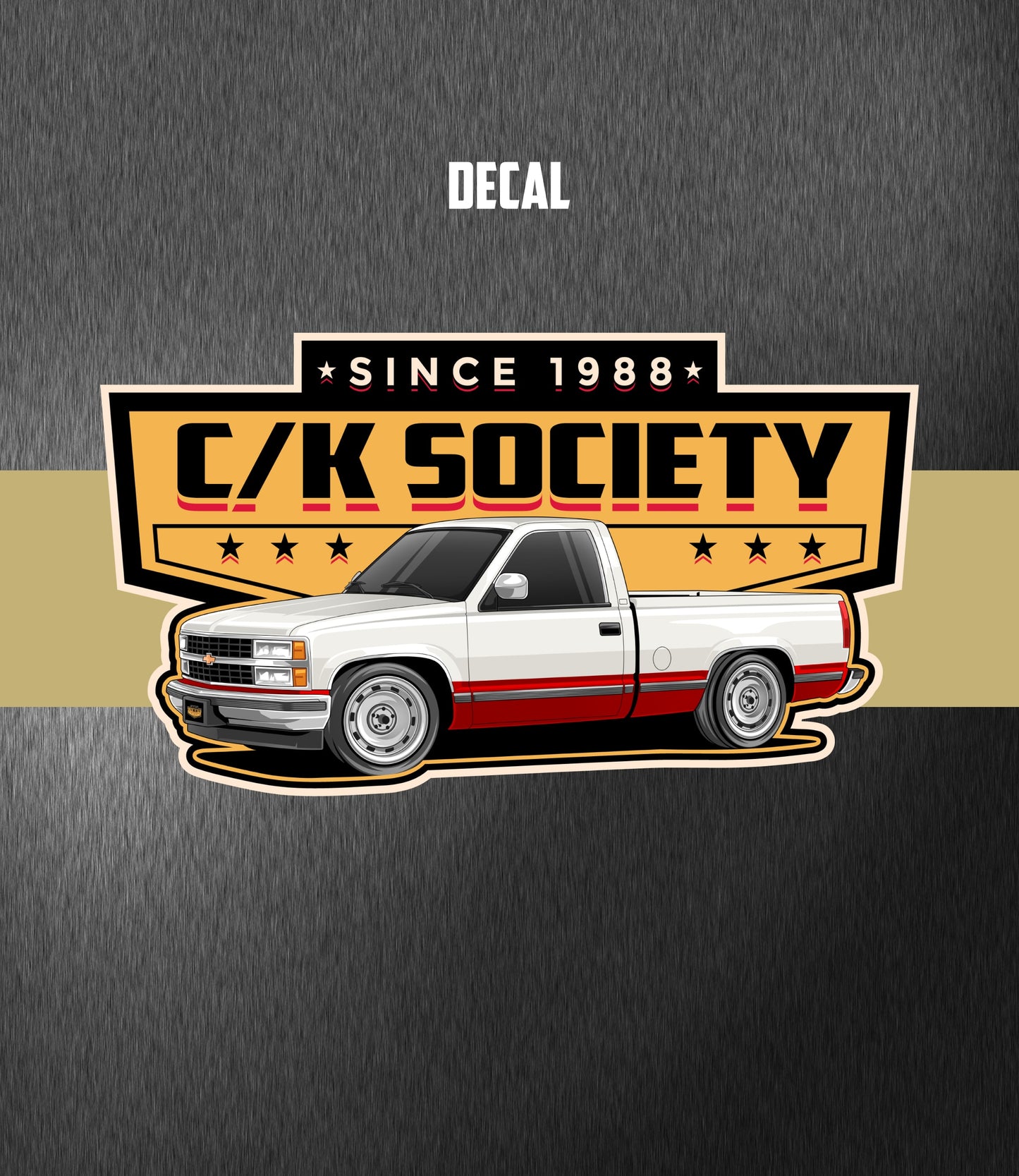 C/K Society RCSB Lowered Silver/Maroon Chevrolet | GMC Logo Decal