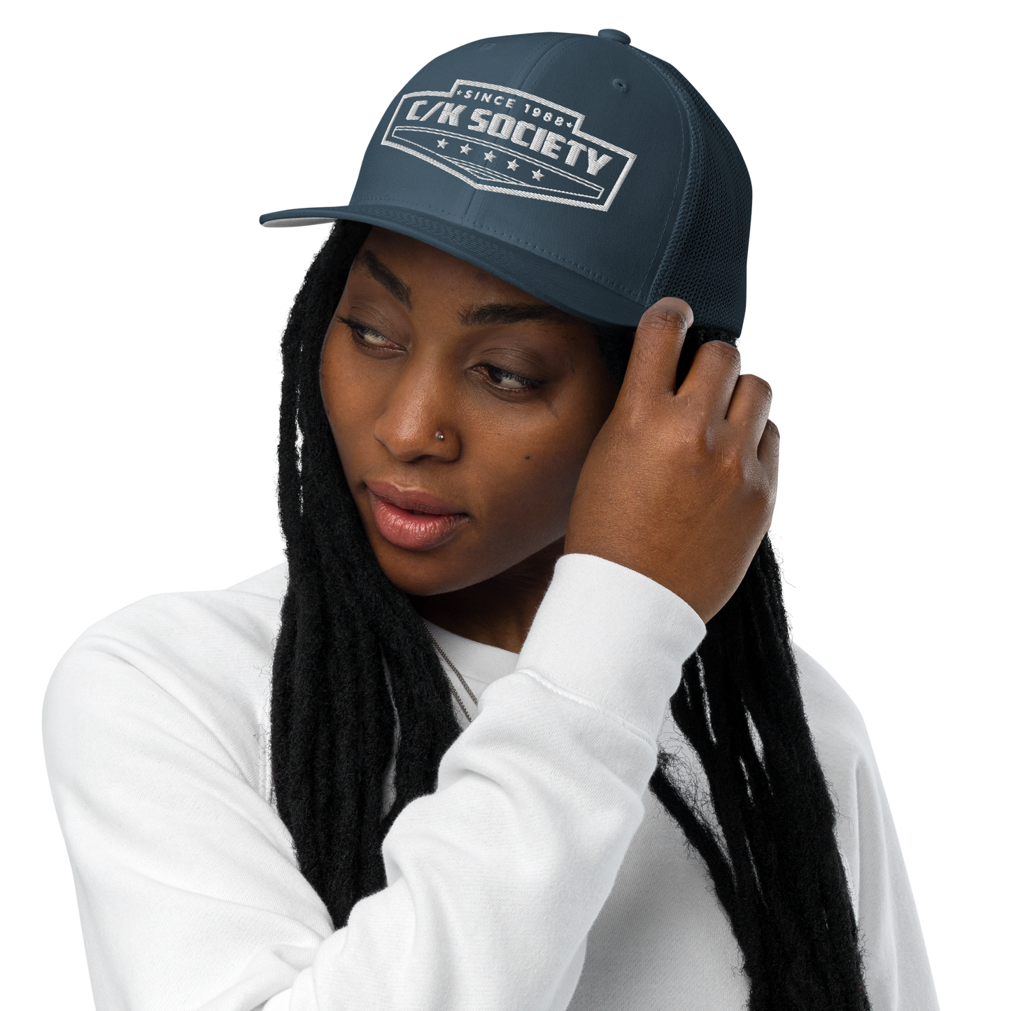 C/K Society Chevrolet, GMC Navy Flexfit Closed-back trucker cap