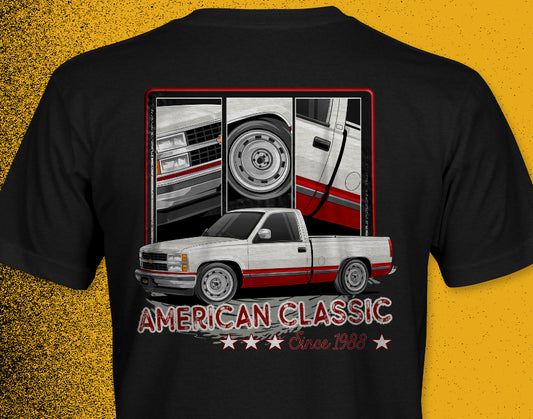 American Classic CKS OBS '88-98 Lowered Silver/Maroon Unisex T-Shirt | Chevrolet, GMC