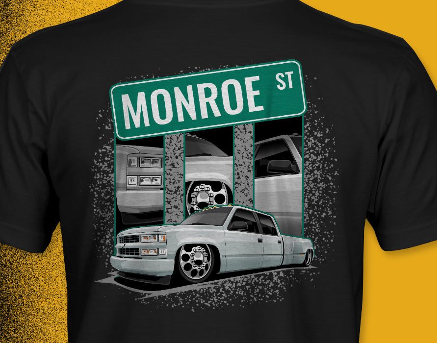C/K Society Monroe Lowered Chevrolet, GMC OBS Crew Cab Dually Unisex T-shirt