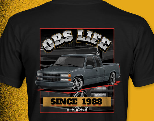 OBS LIFE C1500 Lowered Extended Cab Short-sleeve Unisex T-shirt | Chevrolet, GMC