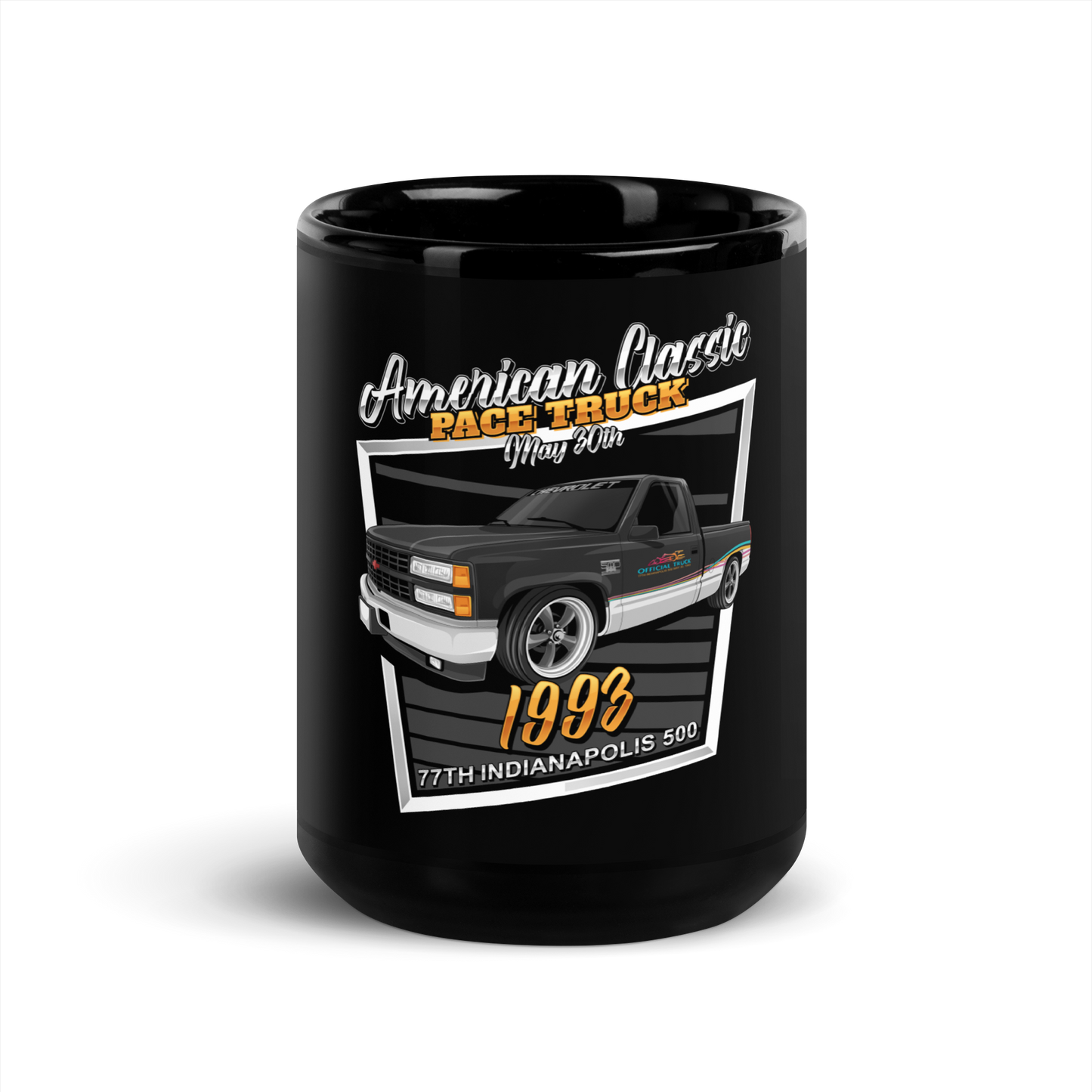 Chevrolet OBS 1993 Indy 500 Pace Truck Black Glossy Mug