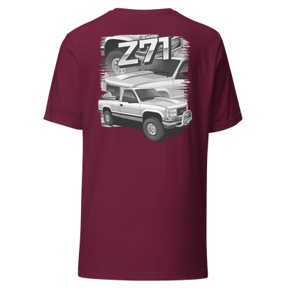 C/K Society OBS K1500 4x4 Z71 White Regular Cab Short-Sleeve Unisex T-Shirt | Chevrolet, GMC