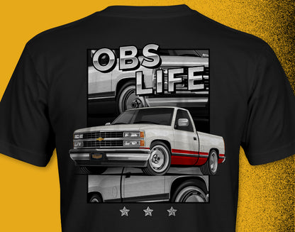 C/K Society OBS Life ’88-98 C1500 Lowered Silver/Maroon Single Cab Signature Series Unisex T-Shirt | Chevy / GMC