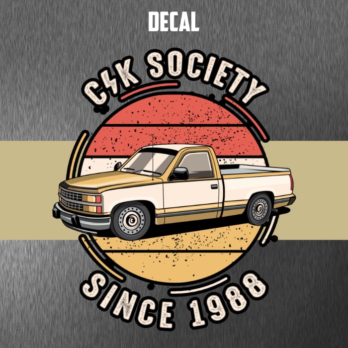C/K Society Chevrolet, GMC “Since 1988” Decal Gold