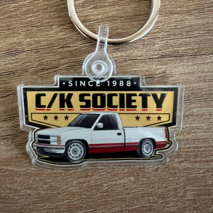 C/K Society Chevrolet, GMC Grey/Maroon RCSB Logo Keychain