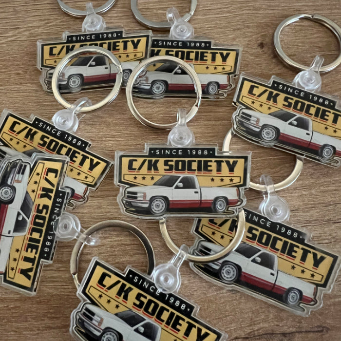 C/K Society Chevrolet, GMC Grey/Maroon RCSB Logo Keychain