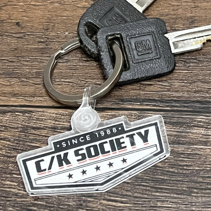 C/K Society Main Logo OBS Chevy GMC Keychain White/Black